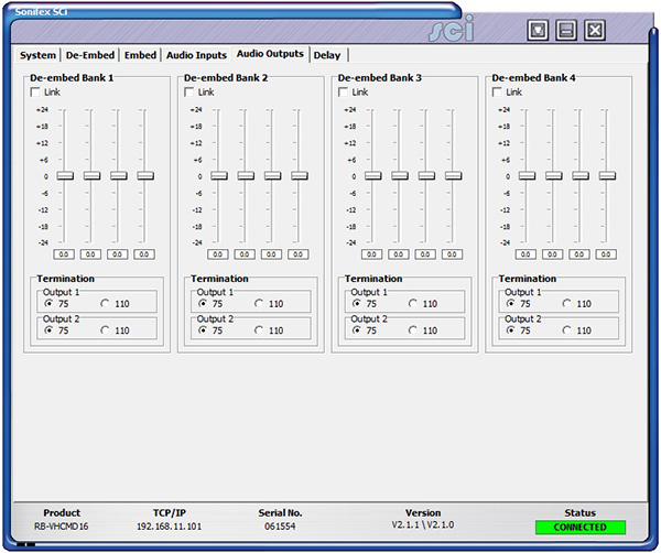 Sci image - RB-VHCMD16 Audio Outputs Screen
