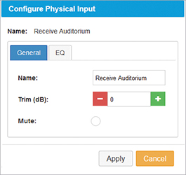 Configure Physical Input General