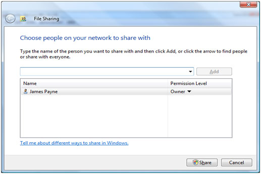 File sharing window