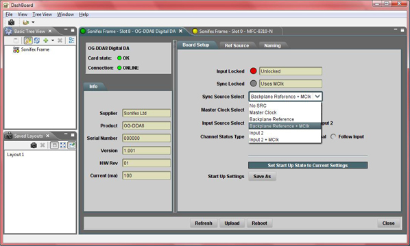 Dashboard Showing Board Setup Tab With Sync Source List