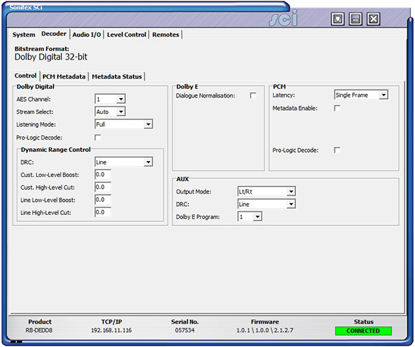 RB0DEDD8 DECODER CONTROL SCREEN