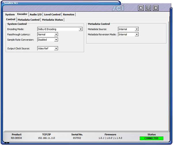 Sci image - RB-DEED8 Encoder/Control Screen