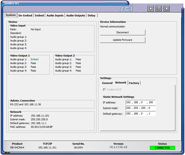 Sci image - RB-VHCMA4 System Network Screen