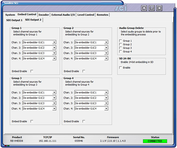 Sci image - RB-VHEDD8 Embed Control Screen SDI2