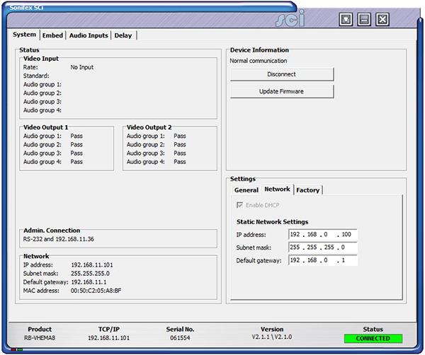 Sci image - RB-VHEMA8 System Network Screen