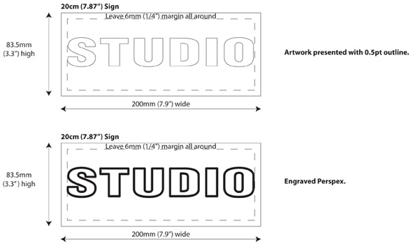 Sample comparing artwork with the engraved